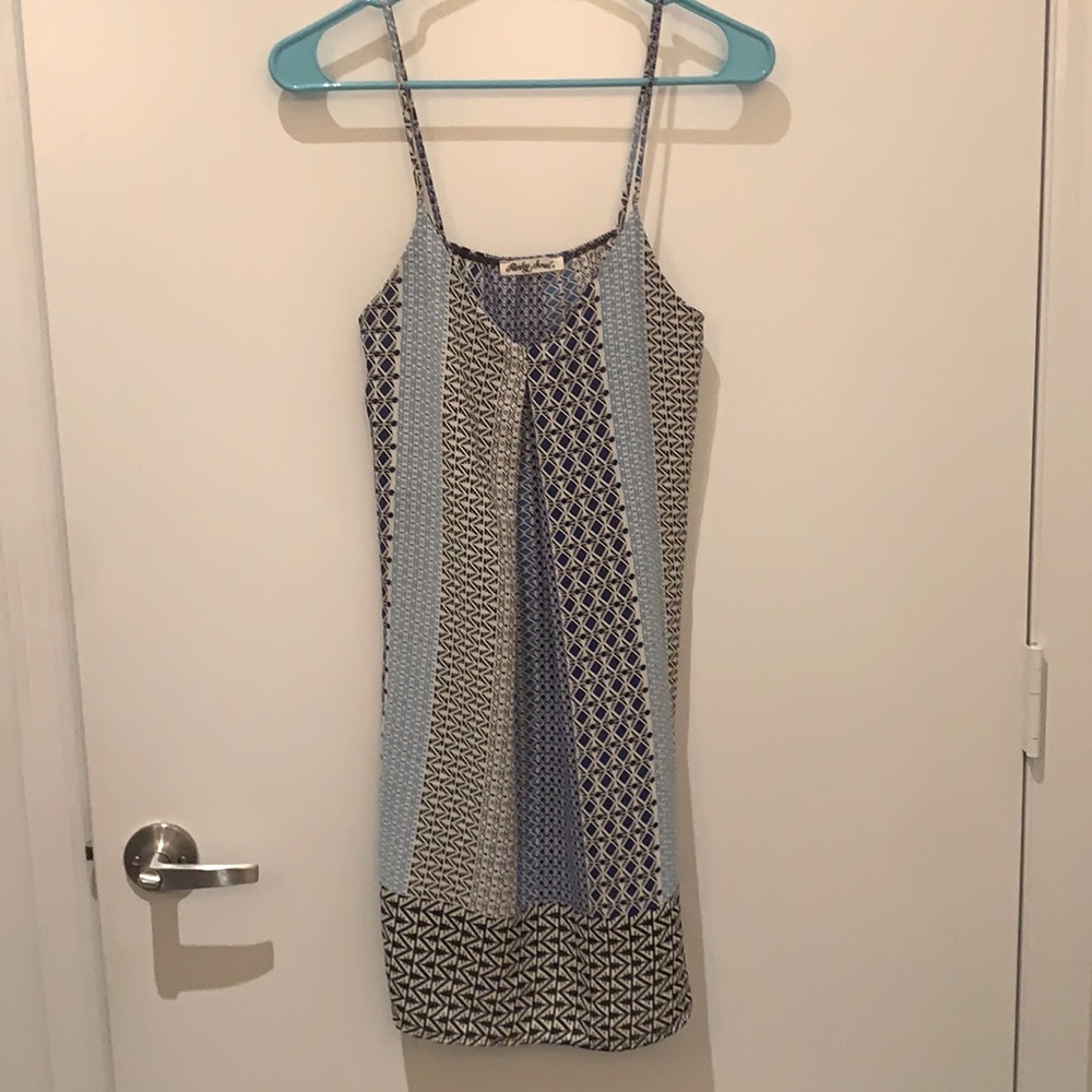 Punky Soul Mini Multi-Pattern Dress Size S Sleeveless Blue, Black & White